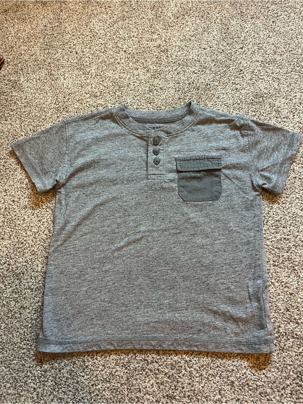 Old Navy Gray Boys' Short Sleeve Henley Tee with Chest Pocket